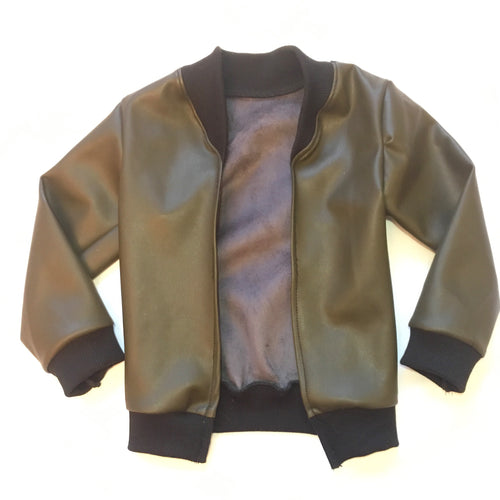 leather cardi•army green